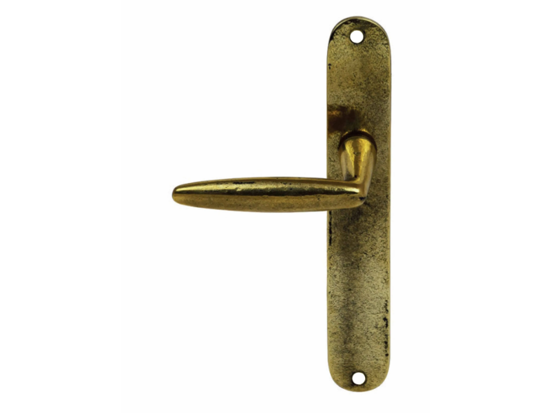 WING - Brass door handle on back plate by GIARA ART DESIGN-BRONZE