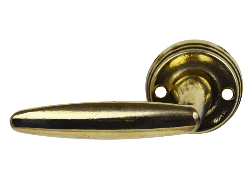 WING - Brass door handle on rose by GIARA ART DESIGN-BRONZE