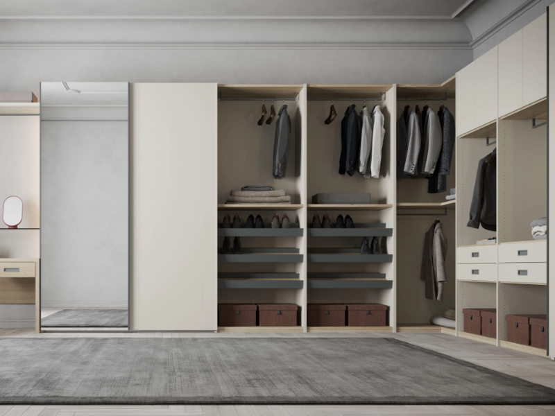FOUR - Built-in corner wooden wardrobe with sliding doors by Giessegi
