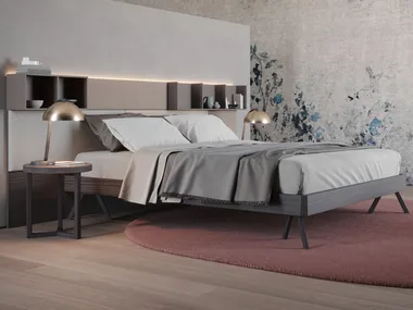 HAPPY - Wooden double bed with storage headboard by Giessegi