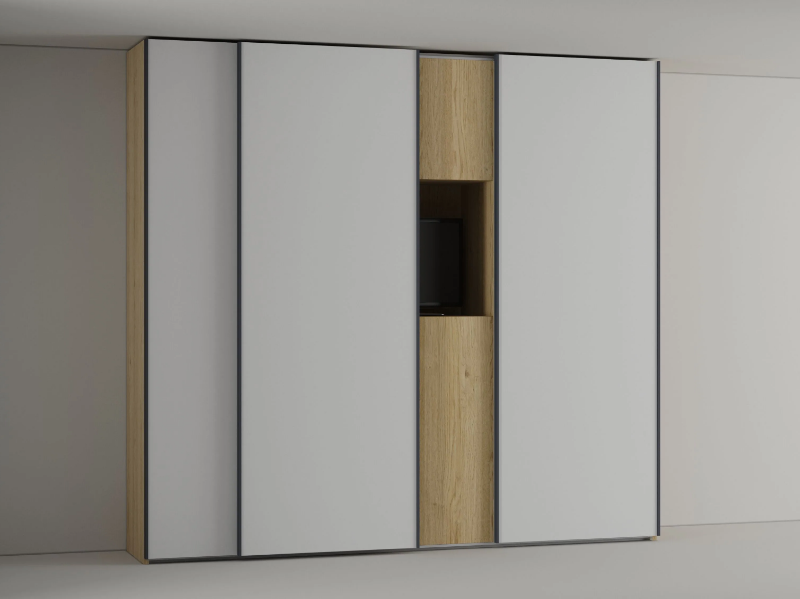 HIDE - Built-in wooden wardrobe with sliding doors by Giessegi