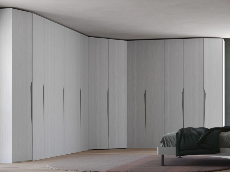 NEW ZENIT - Corner wooden wardrobe with coplanar doors by Giessegi