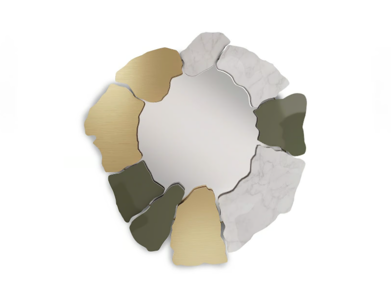 ISLET - Mirror with lacquered frame in Carrara marble and brass by Ginger & Jagger