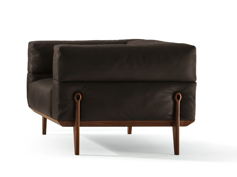 AGO - Leather armchair with armrests by Giorgetti