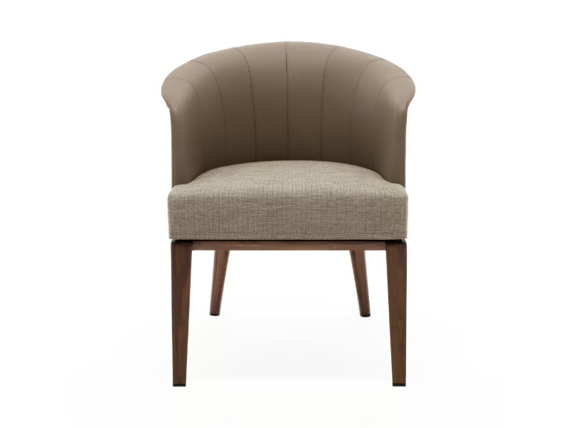 AURA - Leather easy chair with armrests by Giorgetti