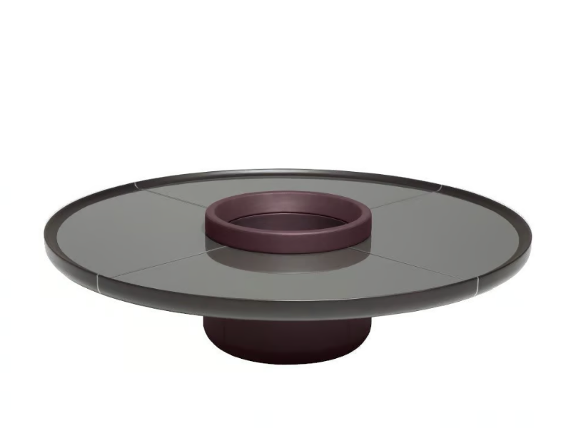 RAY - Low round leather coffee table by Giorgetti