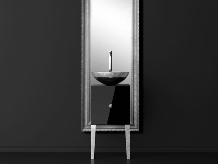 MONNALISA CLASS FILIGRANA BLACK/SILVER - Vanity unit with mirror by Glass Design