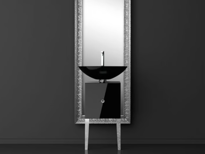 MONNALISA FLORENCE COLLIER BLACK - Single wooden vanity unit with mirror by Glass Design