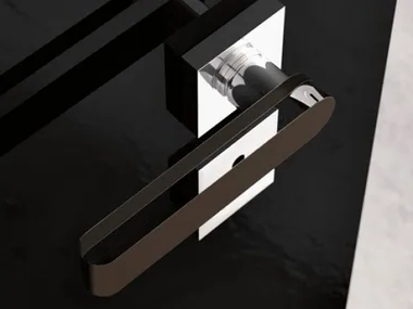 ROUND HOME TRANSPARENT/MOKA - Crystal door handle by Glass Design