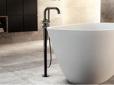 HARLEY - Floor standing bathtub mixer with hand shower by GRAFF