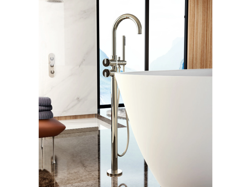 MOD+ - Floor standing bathtub tap with hand shower by GRAFF