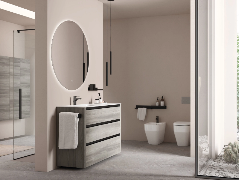 RIVA 04 - Floor-standing wooden vanity unit with integrated washbasin by Gruppo Geromin