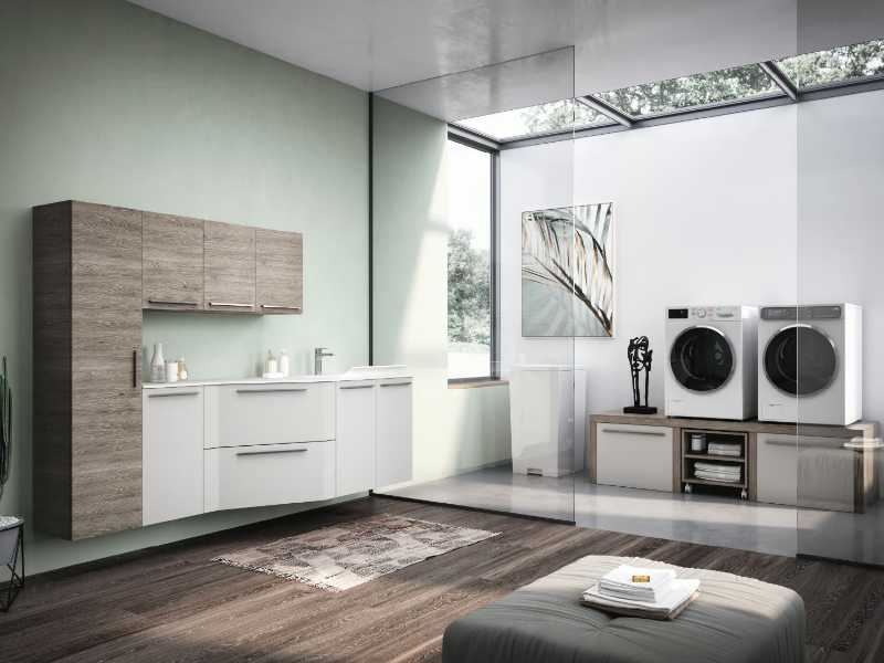 STORE EXCELLENT 02 - Wall-mounted laundry room cabinet with drawers by Gruppo Geromin