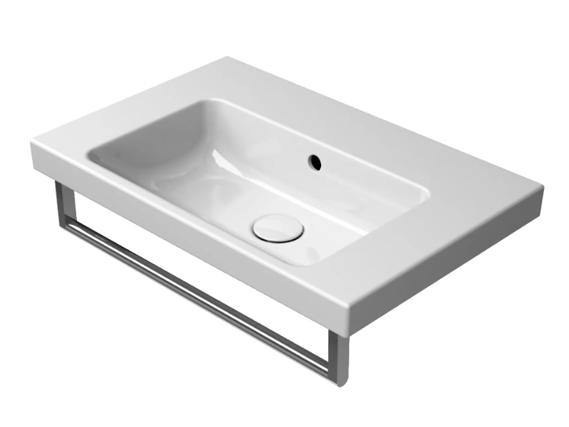 NORM 60X40 - Rectangular single ceramic washbasin with towel rail by GSI ceramica