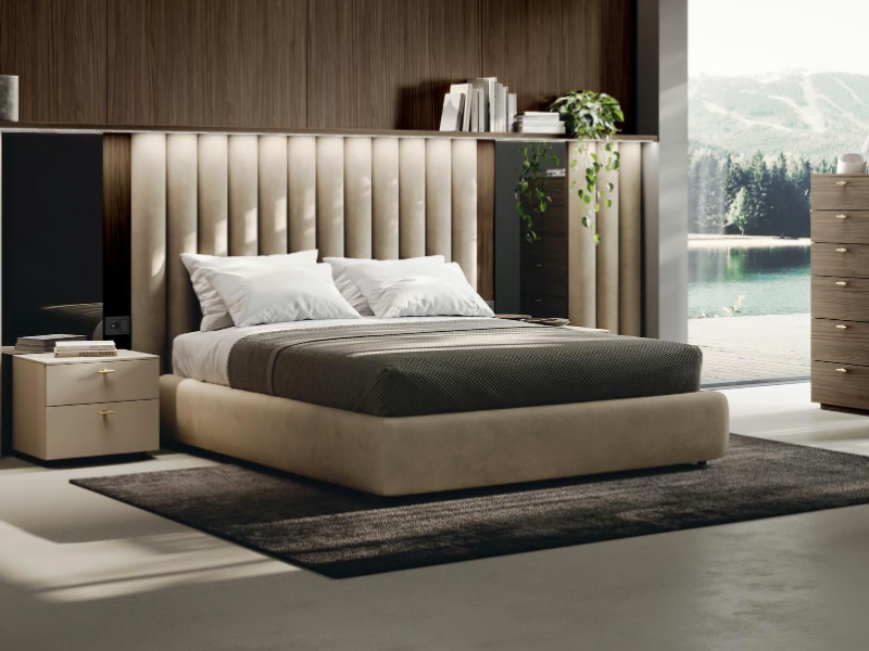 MIRROR ARABESQUE - Upholstered fabric double bed by Guzzini & Fontana
