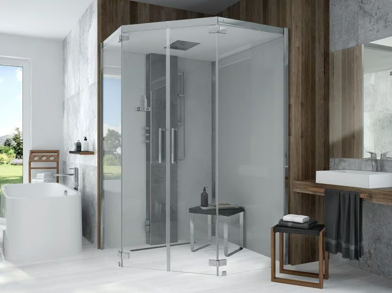 SENSEPERIENCE - Pentagonal steam shower cabin by Hoesch