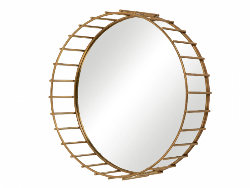 CAGE 07 - Round framed brass mirror by Il Bronzetto