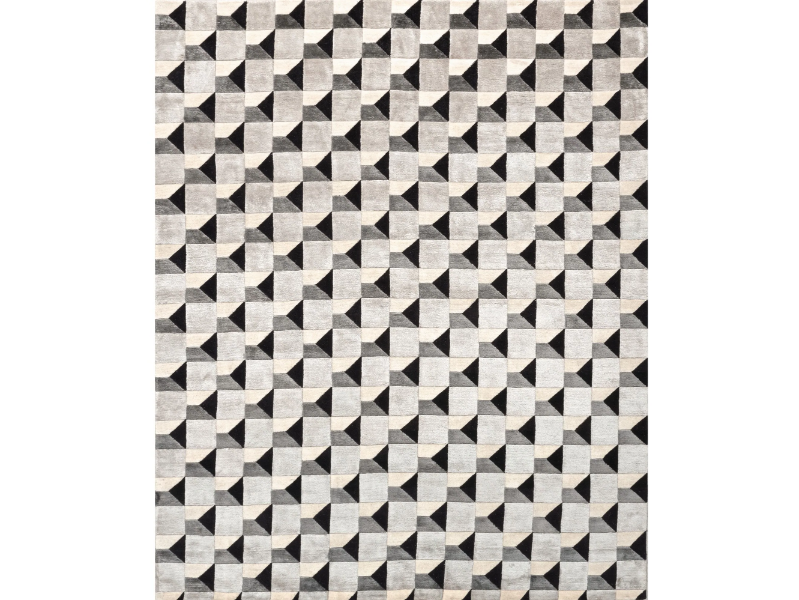 GRID VERS. A - Himalayan wool, pure silk and vegetable colors rug by Illulian