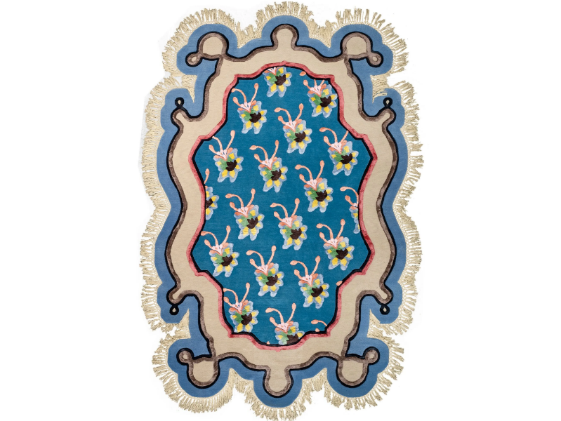 HABITUS GARDEN VOL.II VERS. B - Himalayan Wool and silk rug with floral pattern by Illulian