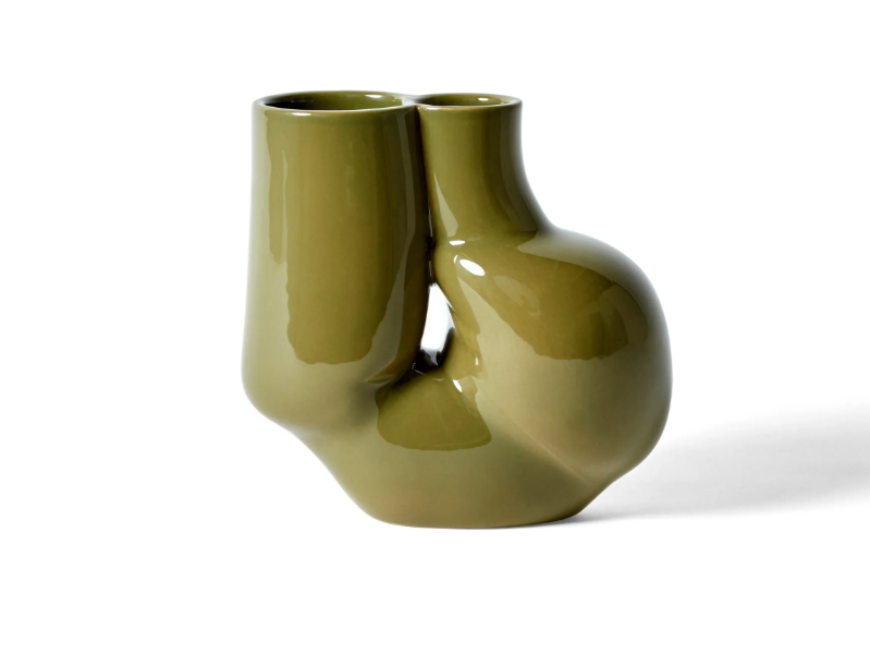HAY - W&S VASE CHUBBY OLIVE GREEN - Porcelain stoneware vase by In Stock