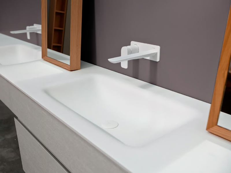 D2 - Corian® washbasin with integrated countertop by INBANI
