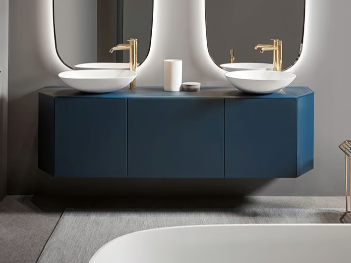 FORMA - Wall-mounted wooden vanity unit with doors by INBANI