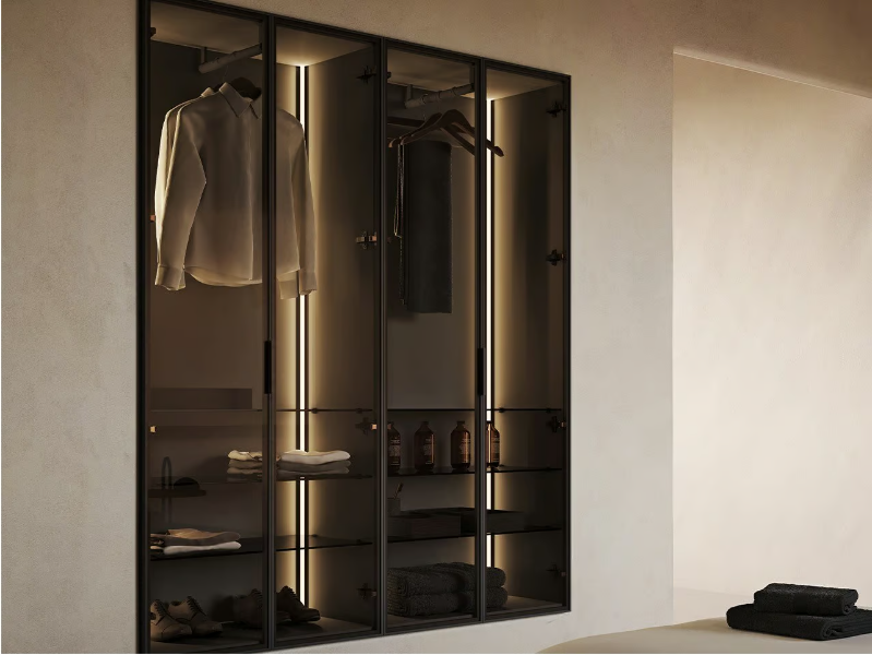 STRATO - Built-in wooden bathroom cabinet with doors by INBANI