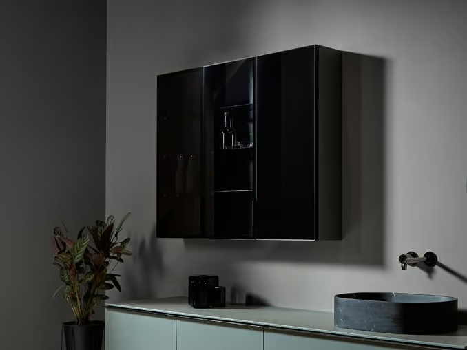 STRATO - Suspended crystal bathroom cabinet with doors by INBANI
