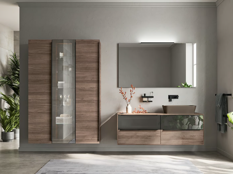 CORRETTO - Composition 6 - Wall-mounted wooden vanity unit with drawers by INDA®