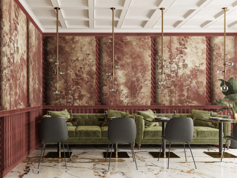 BOTANIQUA - Panoramic wallpaper with floral pattern by Inkiostro Bianco