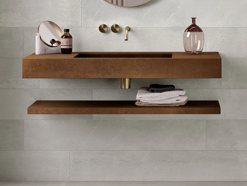 CUT - Porcelain stoneware bathroom wall shelf by Italgraniti