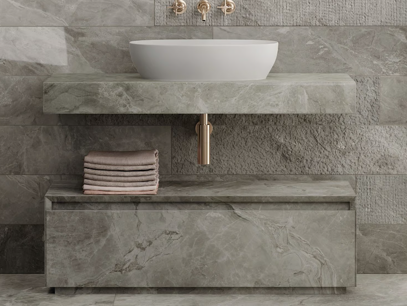 PLAN - Single porcelain stoneware washbasin countertop by Italgraniti