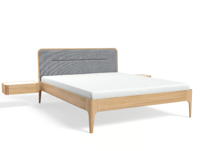 AIRA 160x200L - Wooden double bed with integrated nightstands by JAVORINA