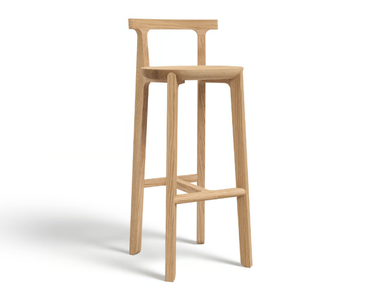 JURO 75 - Solid wood barstool with back by JAVORINA