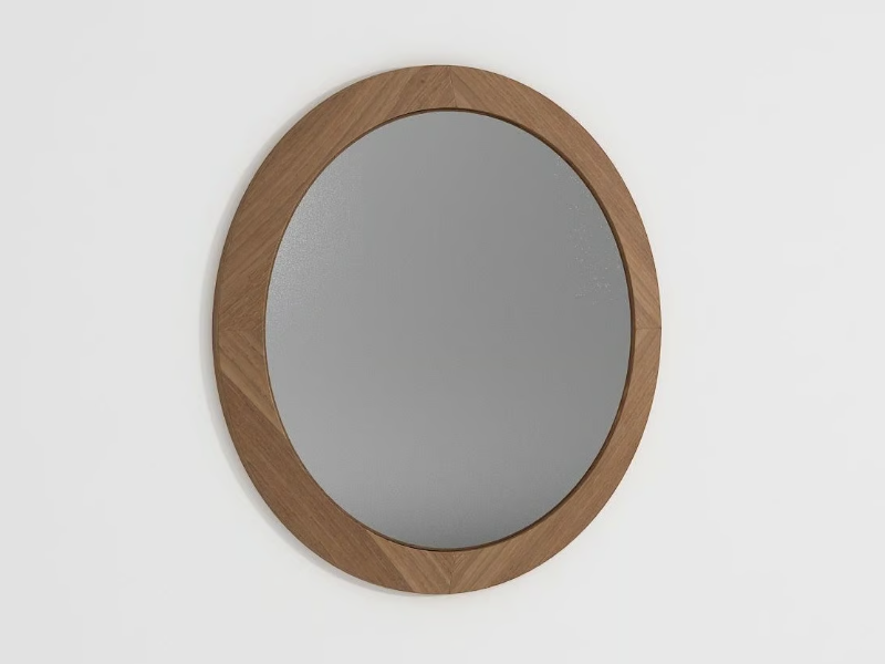 CARPENTER - Round wall-mounted teak bathroom mirror by KARPENTER