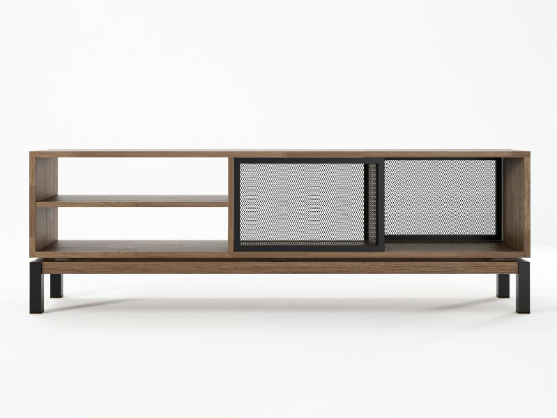 COLOR BEBOP - Double-sided teak TV cabinet with shelves by KARPENTER