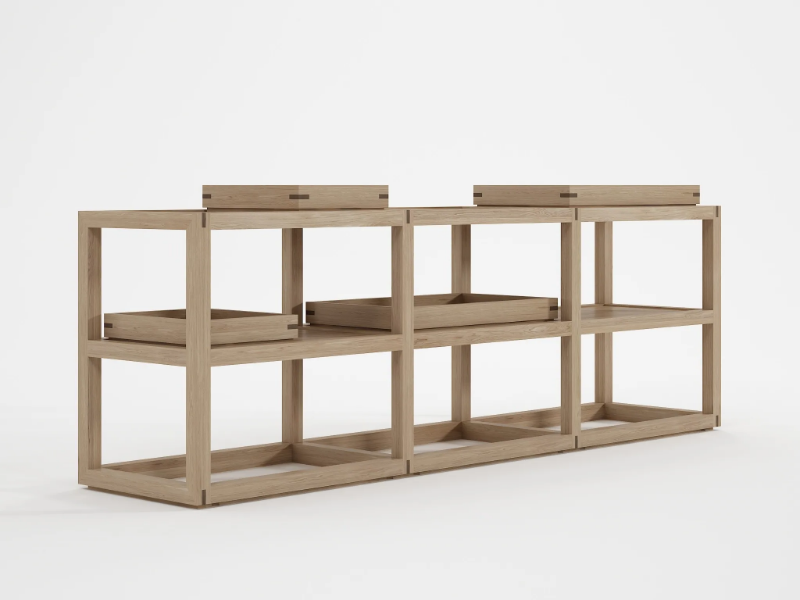 UP & DOWN HORIZONTAL III - Open wooden shelving unit by KARPENTER
