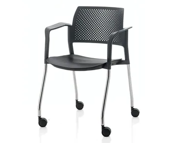 KYOS - Reception chair with castors with linking device by Kastel
