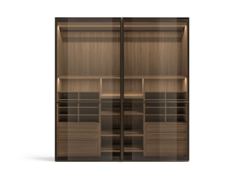 VITRUM - Wood and glass wardrobe with sliding doors by Kico