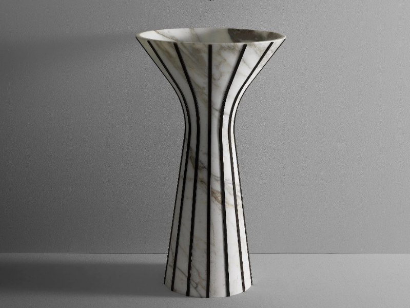 ATHENE - Contemporary style freestanding round marble washbasin by Kreoo