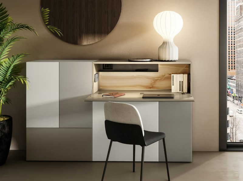 HOME OFFICE 1273 - Wooden secretary desk with flap doors by Lago