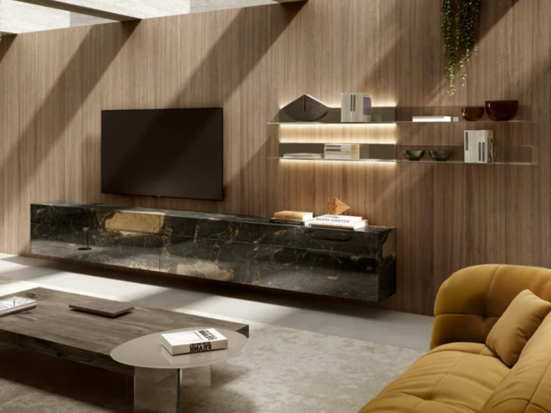 MATERIA 1919 - Wall-mounted glass storage wall by Lago