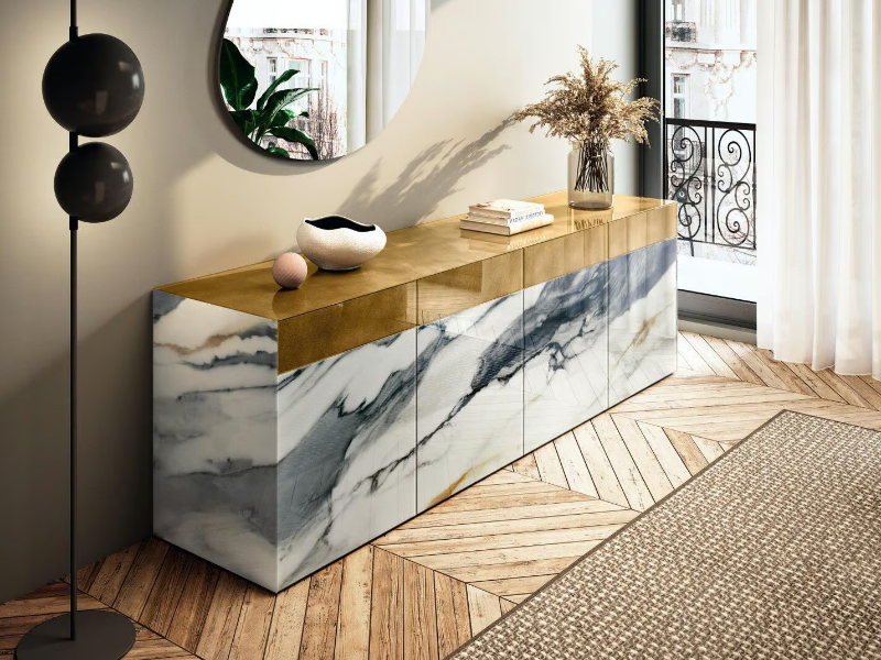 MATERIA - 2605 - Glass sideboard with doors by Lago