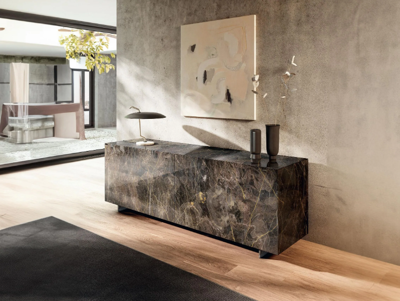 PLENUM XGLASS 0833 - Glass sideboard with sliding doors by Lago