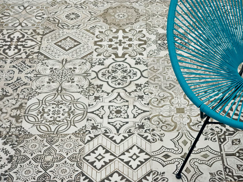 NOUVEAU - Technical porcelain flooring with encaustic effect by land porcelanico