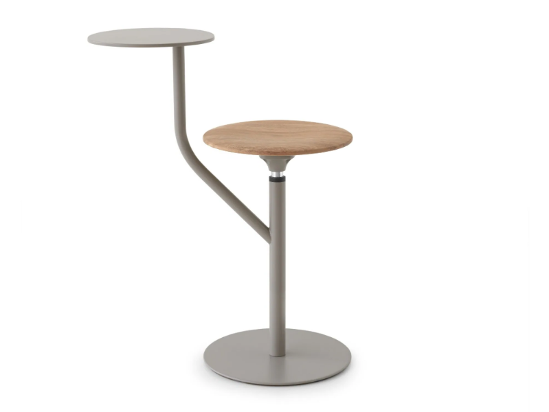 AARON OUTDOOR - Swivel stainless steel and wood garden stool by Lapalma