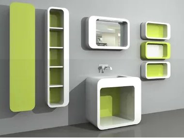 UnopuntoZero COMP 2 - Floor-standing vanity unit with cabinets with mirror by LASA IDEA