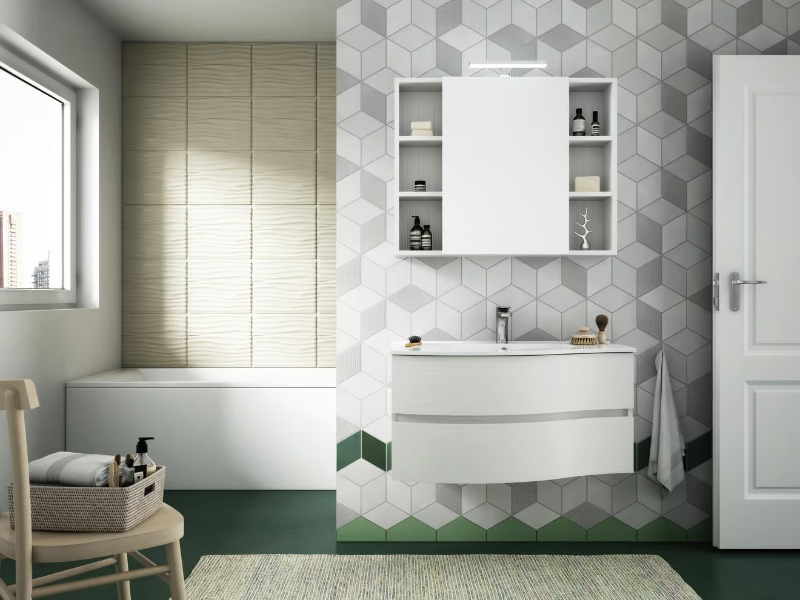 FLEX 02 - Suspended bathroom cabinet with drawers with mirror by LEGNOBAGNO