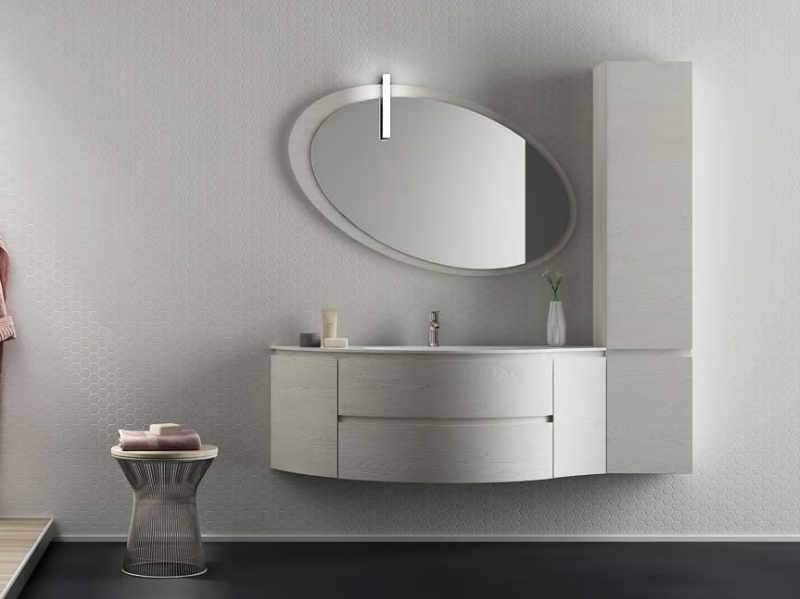 FREEDOM FC02 - Single wall-mounted HPL vanity unit with mirror by LEGNOBAGNO