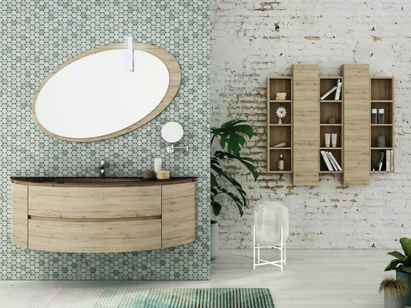FREEDOM FC07 - Single wall-mounted HPL vanity unit with mirror by LEGNOBAGNO